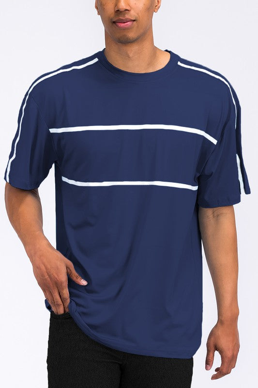 ROUND NECK TAPE STRIPE TSHIRT