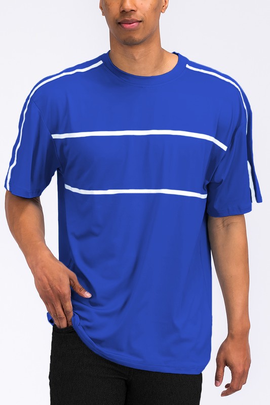 ROUND NECK TAPE STRIPE TSHIRT