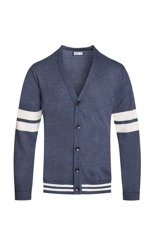 Weiv Mens Two Stripe Button Cardigan