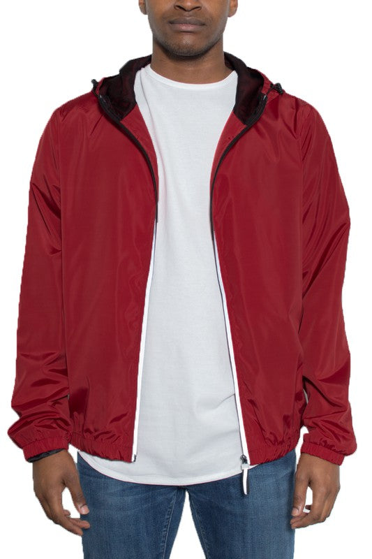 SOLID HOODED LIGHTWEIGHT WINDBREAKER JACKET