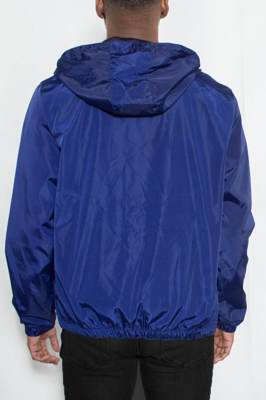 SOLID HOODED LIGHTWEIGHT WINDBREAKER JACKET